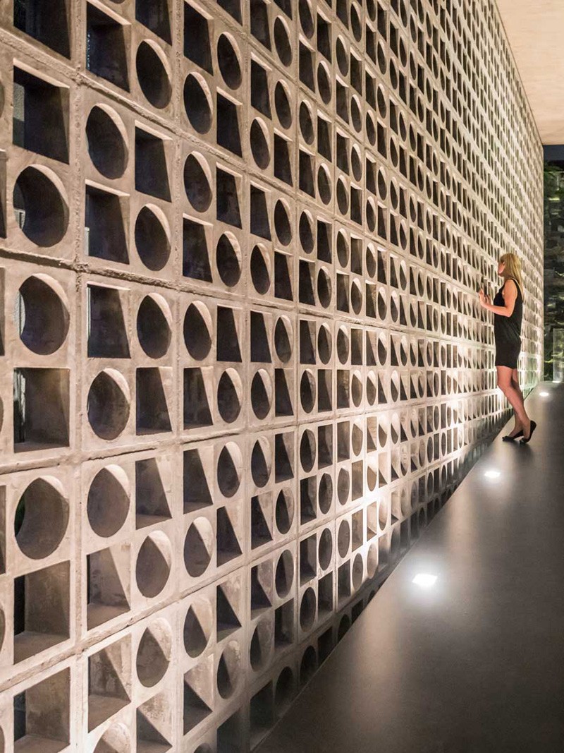 Design Detail - A Wall Of Concrete Blocks With Geometric Shapes