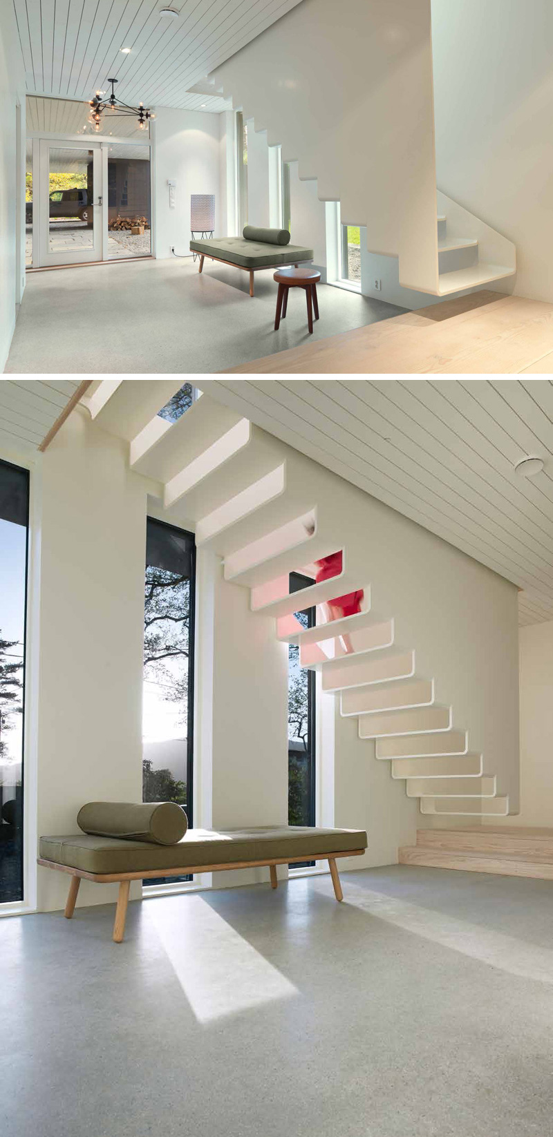 Contemporary White Stairs You Can See-Through