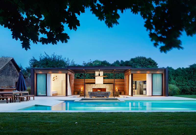 Minimalist Contemporary Pool House for Small Space