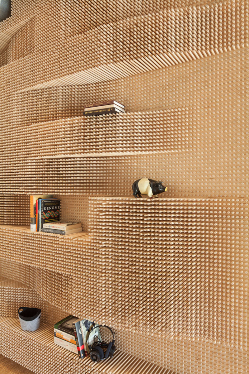 This Creative Wall Of Dowels Hide A Bathroom Within | CONTEMPORIST