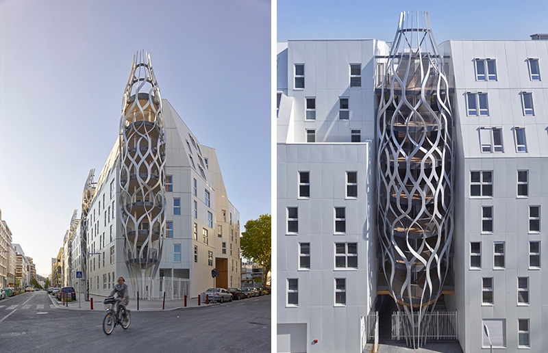 obligatorisk tilstødende Bounce Sculptural mesh structures give this apartment building its own personality