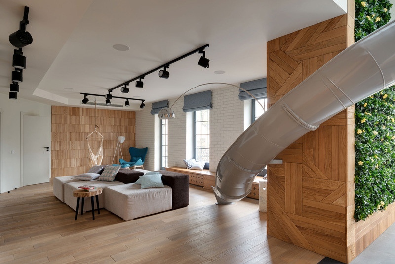 This Renovated Apartment In Ukraine Had A Slide Installed