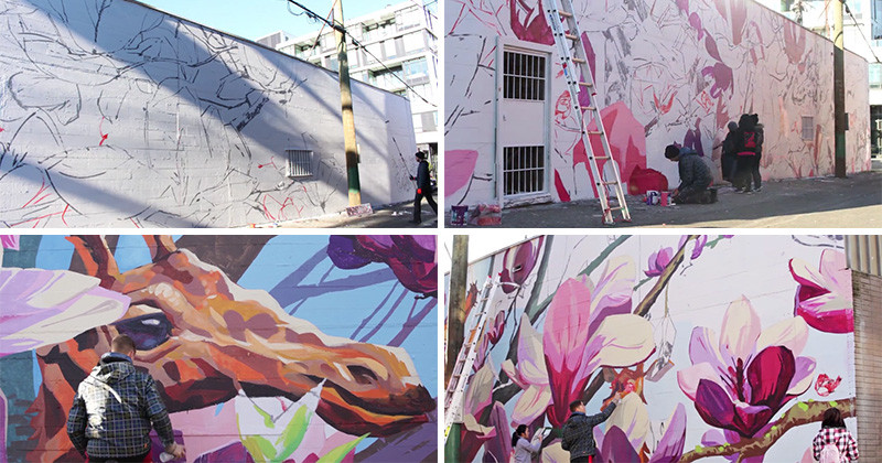 See how this large mural in Vancouver got painted