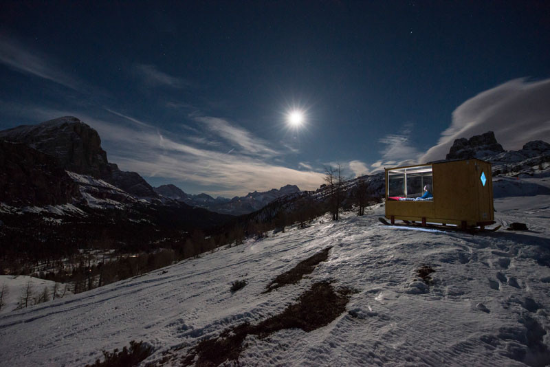 In the middle of the Dolomite Mountains, you can stay under the stars in the Starlight Room