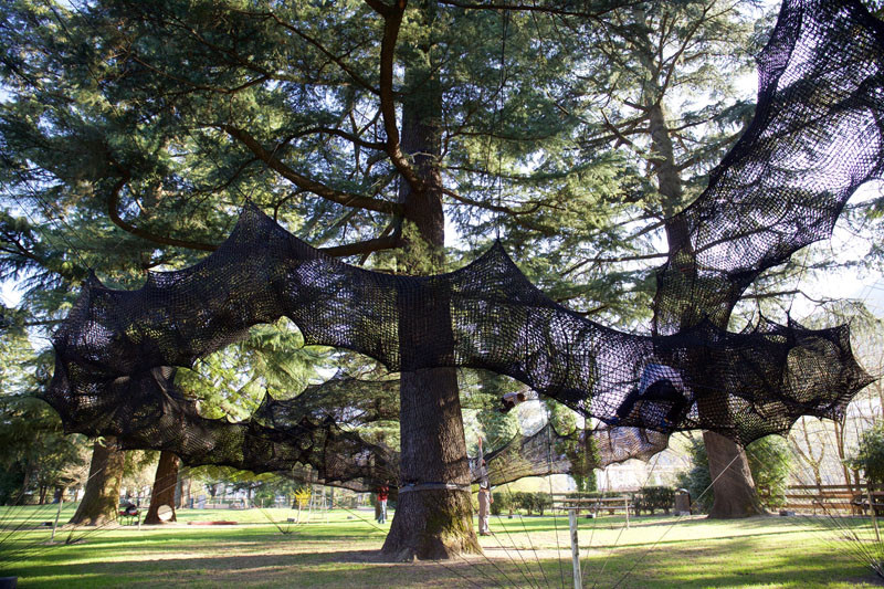 This tube-like netted structure lets you climb through the trees
