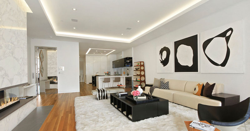 Illuminated drop ceilings emphasize the height inside this New York ... - Illuminated Drop Ceiling