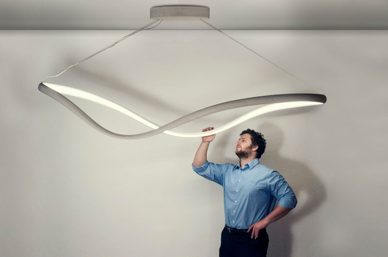 This continuous loop of bent wood emits light from embedded LEDs