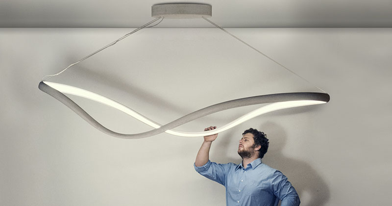 This continuous loop of bent wood emits light from embedded LEDs