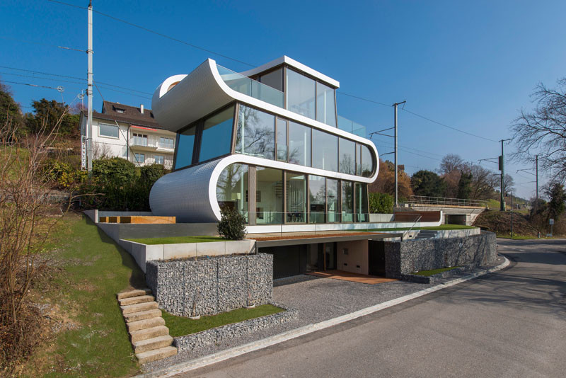 A White Ribbon Winds Its Way Through This House In Switzerland