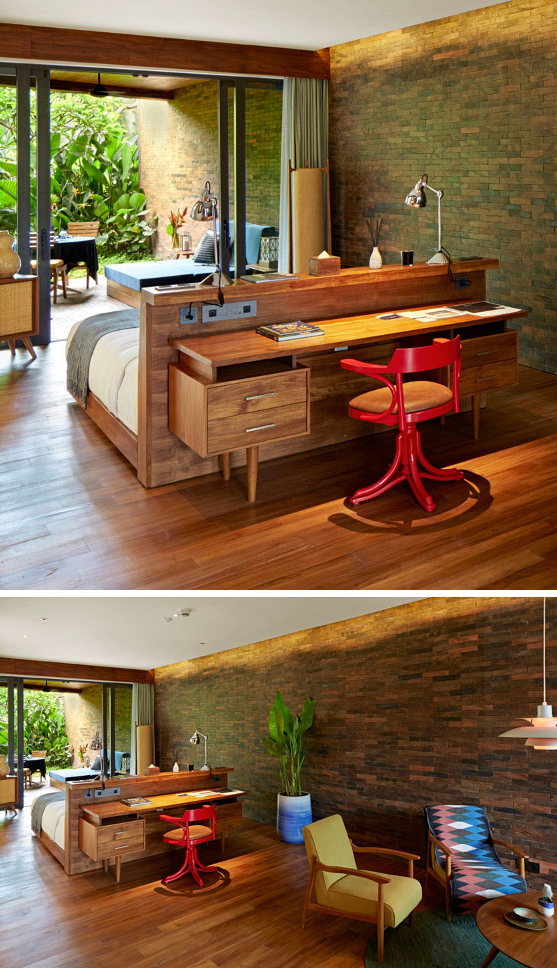 Bed Placement 290616 03 Contemporist This Bed Is Placed In The Middle Of Room And It Has A Desk