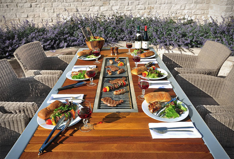 This Outdoor Table Has A Built-In BBQ Grill