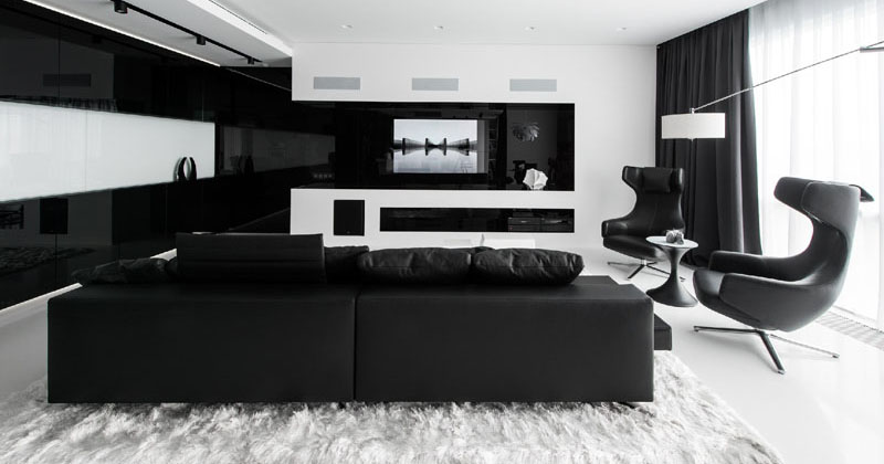 This Apartment Has An Almost Entirely Black And White Interior
