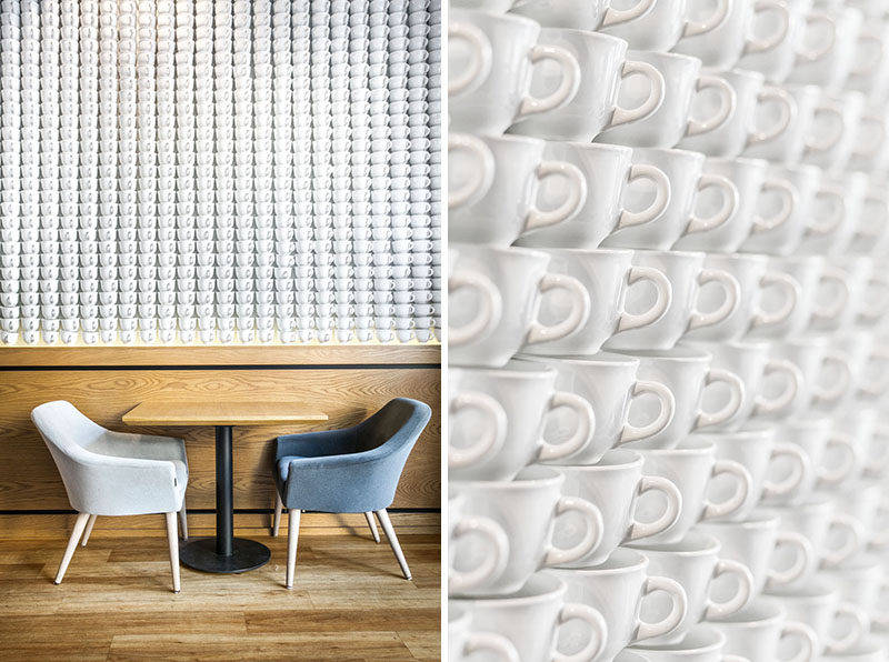 2740 Teacups Have Been Used To Create A Feature Wall In This Cafe