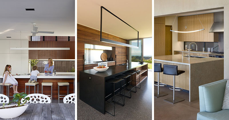 Kitchen Island Lighting Idea Use One Long Light Instead Of