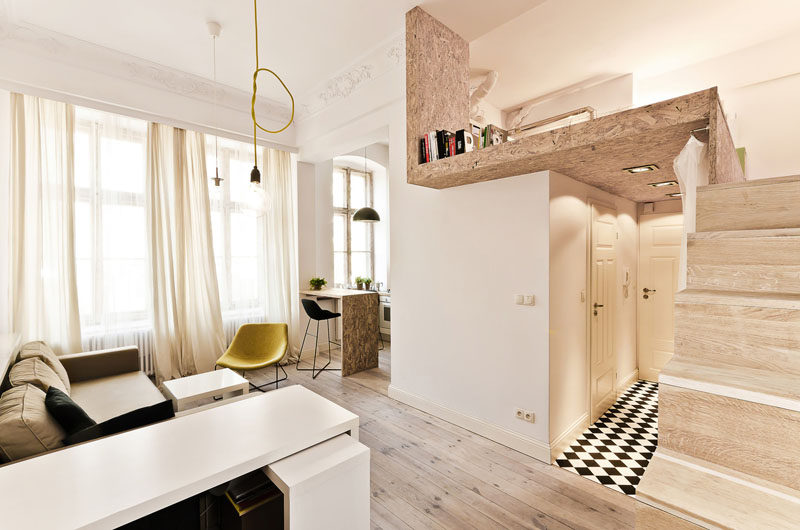 This small apartment is just 312 square feet, and it includes a lofted bedroom.
