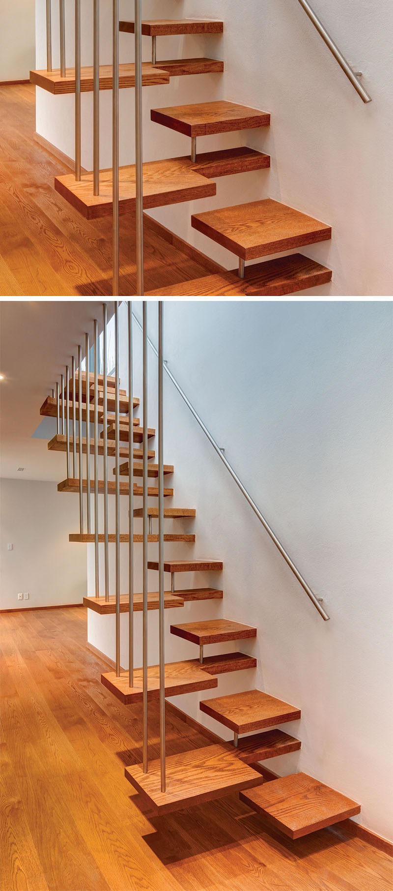 18 Examples Of Stair Details To Inspire You // If youre not careful, these wooden stairs could be a bit confusing.