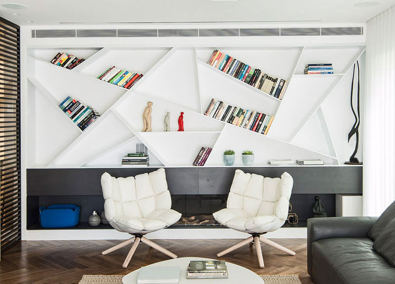 Design Idea For Shelves ? Angle Your Bookshelves For A Unique Creative Design