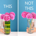 Flower Arrangement DIY – Line Your Vase With Leaves To Hide The Flower Stems