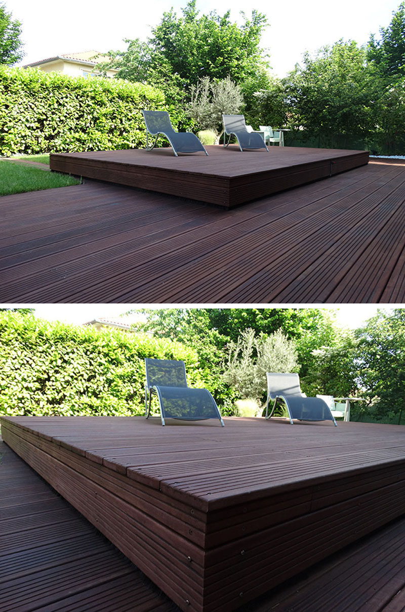 Deck Design Idea - This Raised Wood Deck Is Actually A ...