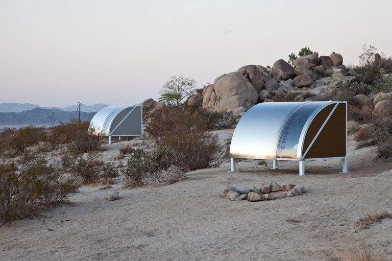 People are camping inside these pods in the desert
