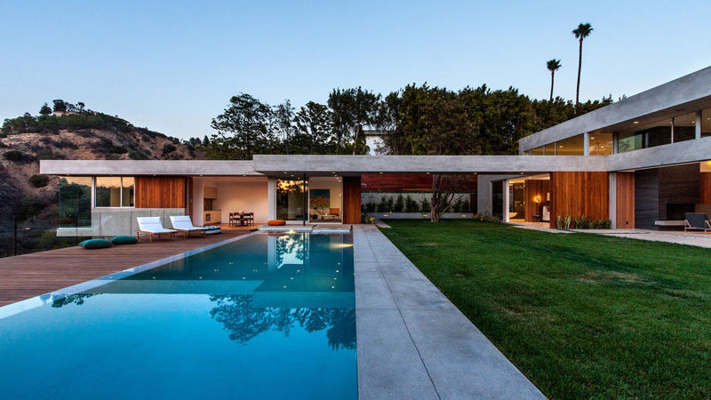 This New Concrete And Wood Home Was Built On A Steep Slope In Beverly Hills, California