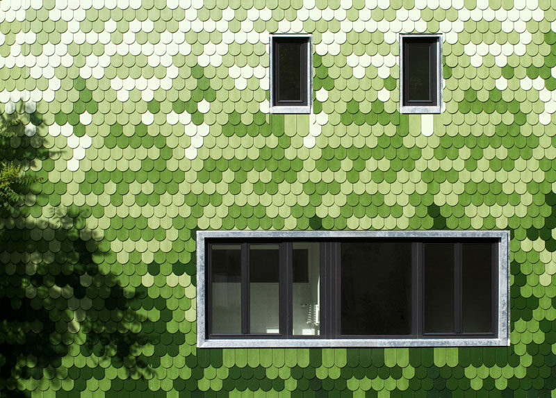 House Siding Idea ? Green And White Shingles Cover This Building In Berlin
