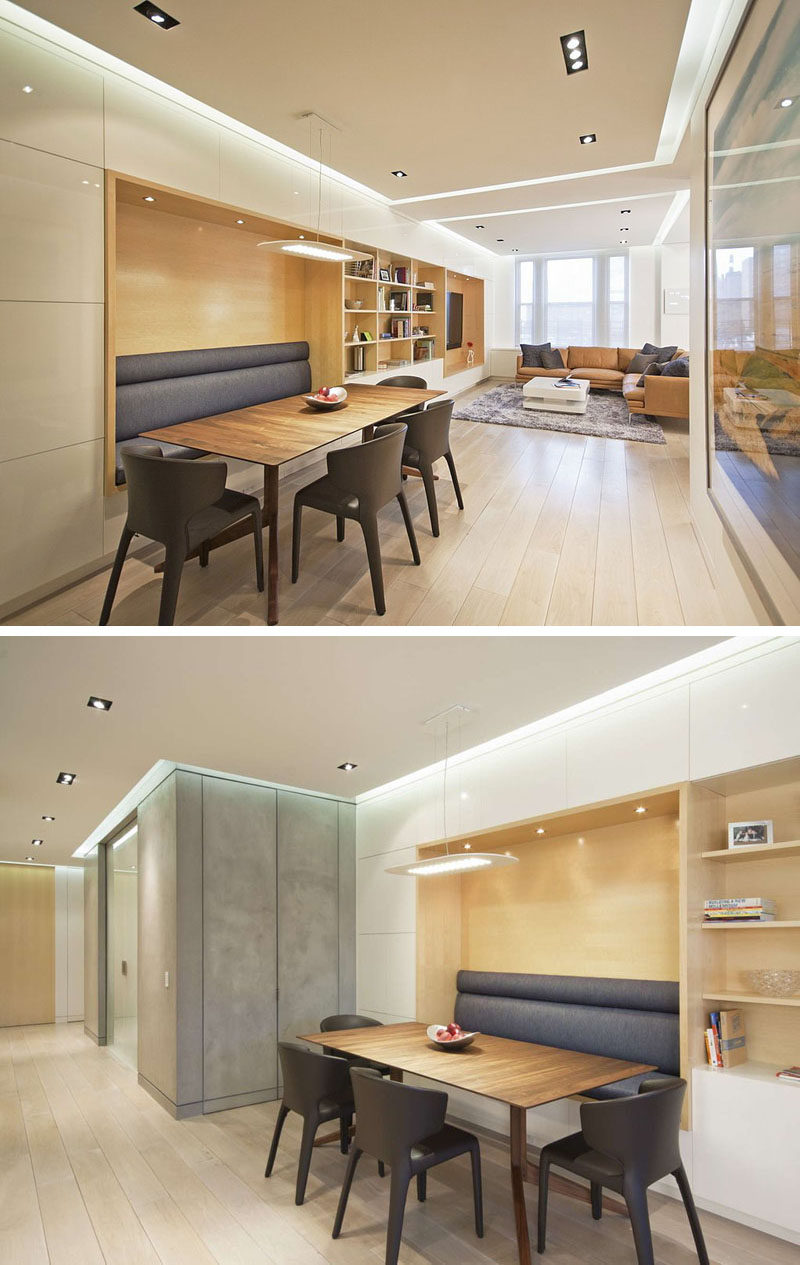 Dining room design idea use built in banquette seating to save ...