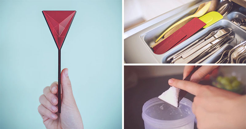 This origami-like measuring spoon lays flat and folds to 4