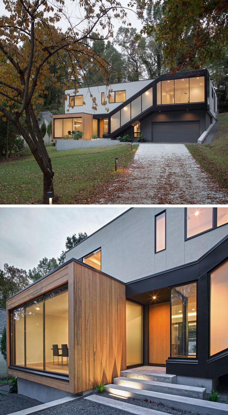 This new contemporary home designed by in situ studio, sits tucked into a sloped property in Raleigh, North Carolina.