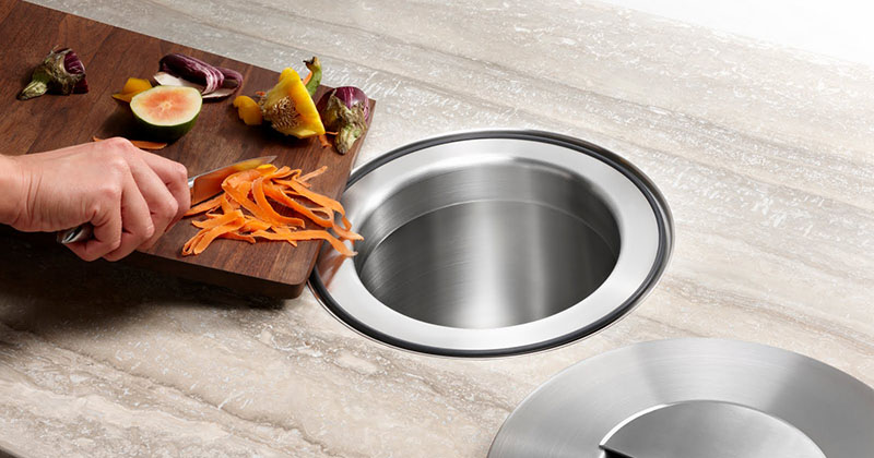 Kitchen Design Idea Include A Trash Chute In Your Counter