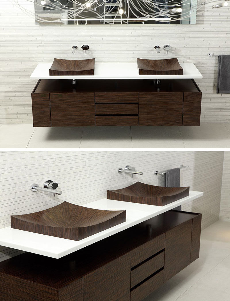 Bathroom Design Idea - Install Wood Sinks For A Natural Touch