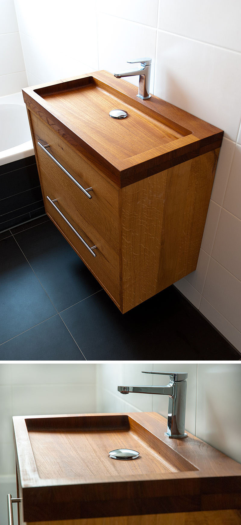 Bathroom Design Idea - Install Wood Sinks For A Natural Touch