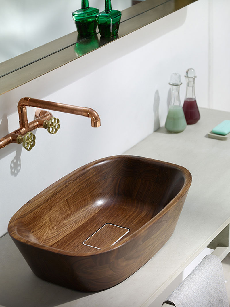 Bathroom Design Idea - Install Wood Sinks For A Natural Touch