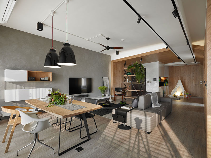 Awork Design Studio have completed the design of this apartment in Taipei, Taiwan for their clients, whose wish was to have a home that would have an open design, allowing them to maximize the space for their children, as well as bringing in as much natural light as possible.