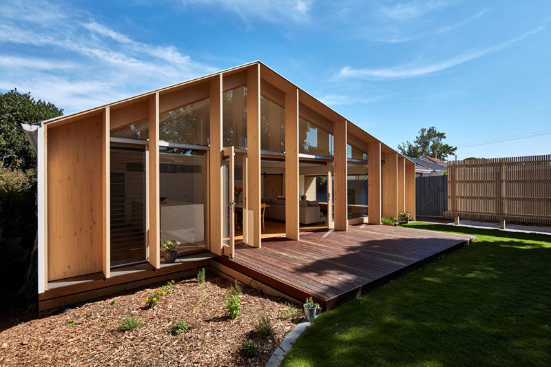 A wood clad extension adds extra living space to this 1960s home