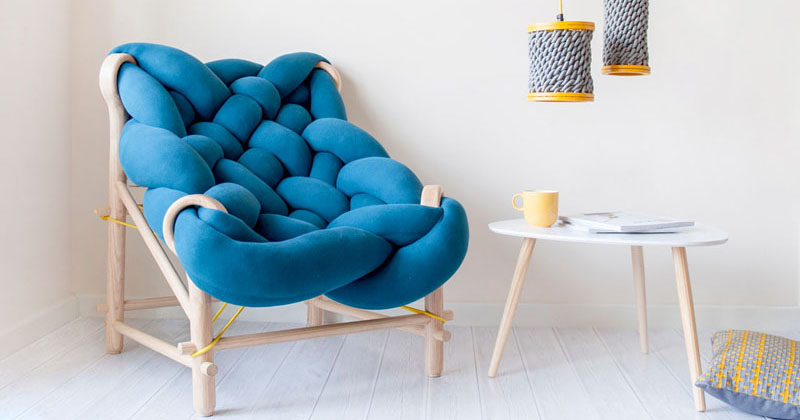 This furniture collection makes use of various knitting and weaving techniques