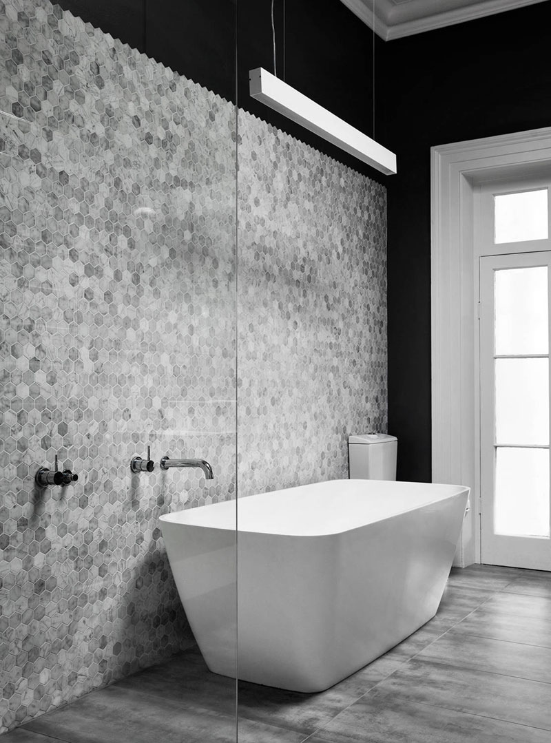 Grey Hexagon Bathroom Tiles 211216 442 06 Contemporist Bathroom Tile Ideas Grey Hexagon Tiles
