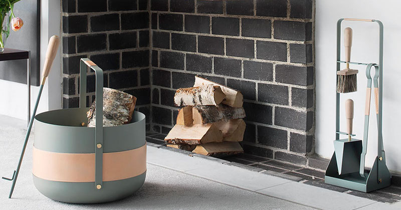 These new contemporary Scandinavian fireplace accessories are designed