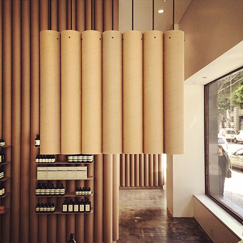 Modern store interior design ideas - Brooks + Scarpa designed this Aesop retail store in downtown LA that features 6 inch cardboard tube walls, furniture and fixtures.