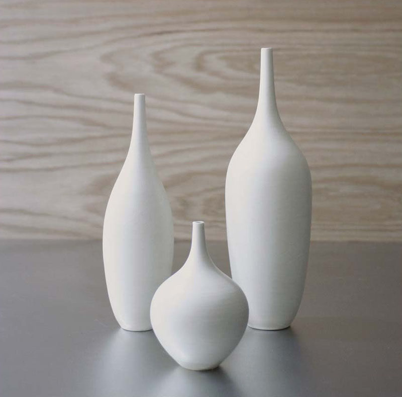 Minimalist white ceramic vases