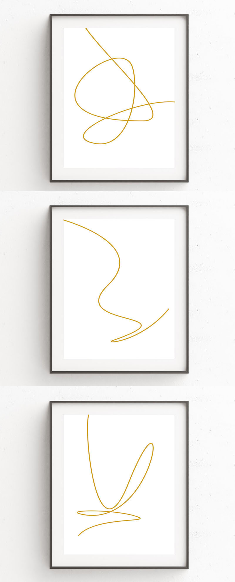 Minimalist Gold Line Art Prints Make A Dramatic Statement