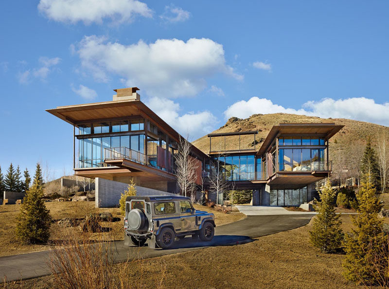 This modern mountain house is filled with industrial materials