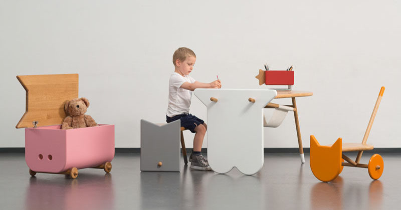 this modern kids furniture collection was inspiredfarm animals
