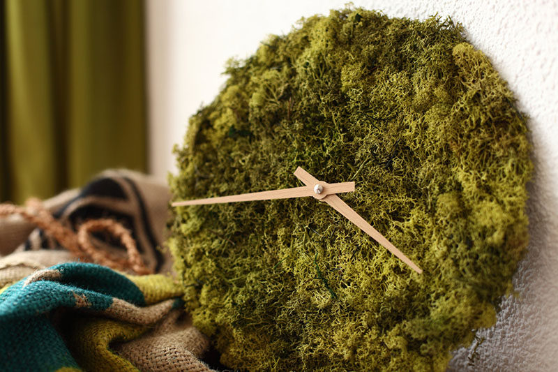 This Wall Clock Is Covered In Icelandic Moss