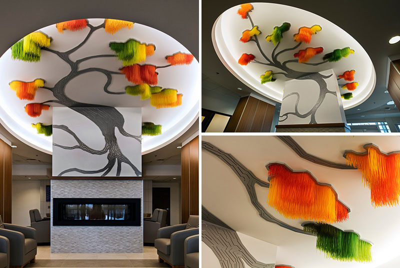 This Tree-Shaped Art Installation Adds Color And Texture To The Ceiling