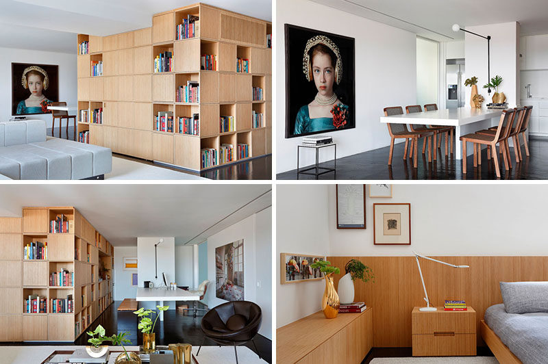 A Central Bookcase Hides The Entrance In This Apartment