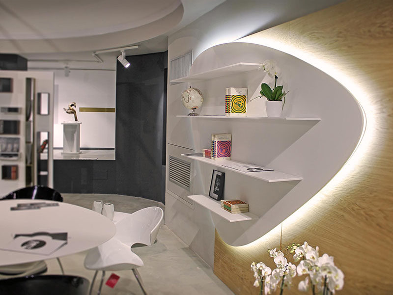 The Curved Shape Of This Bookshelf Was Inspired by Smooth Rocks