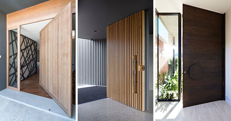 Here are 13 inspirational examples of modern wood doors that add major curb appeal and warmth to these modern houses.