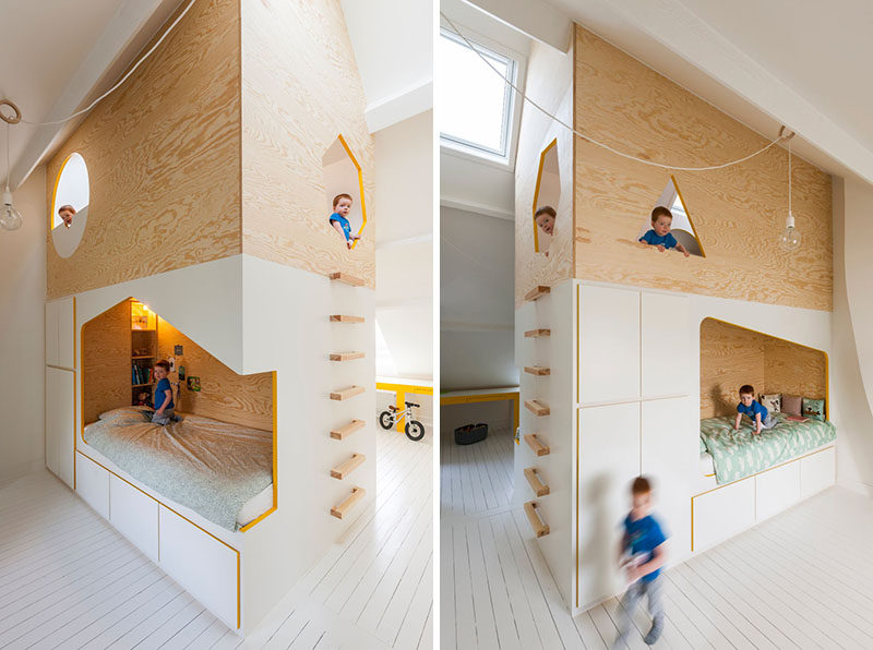 This Kids Room Has A Custom Designed Double Bed And Lofted Play Space