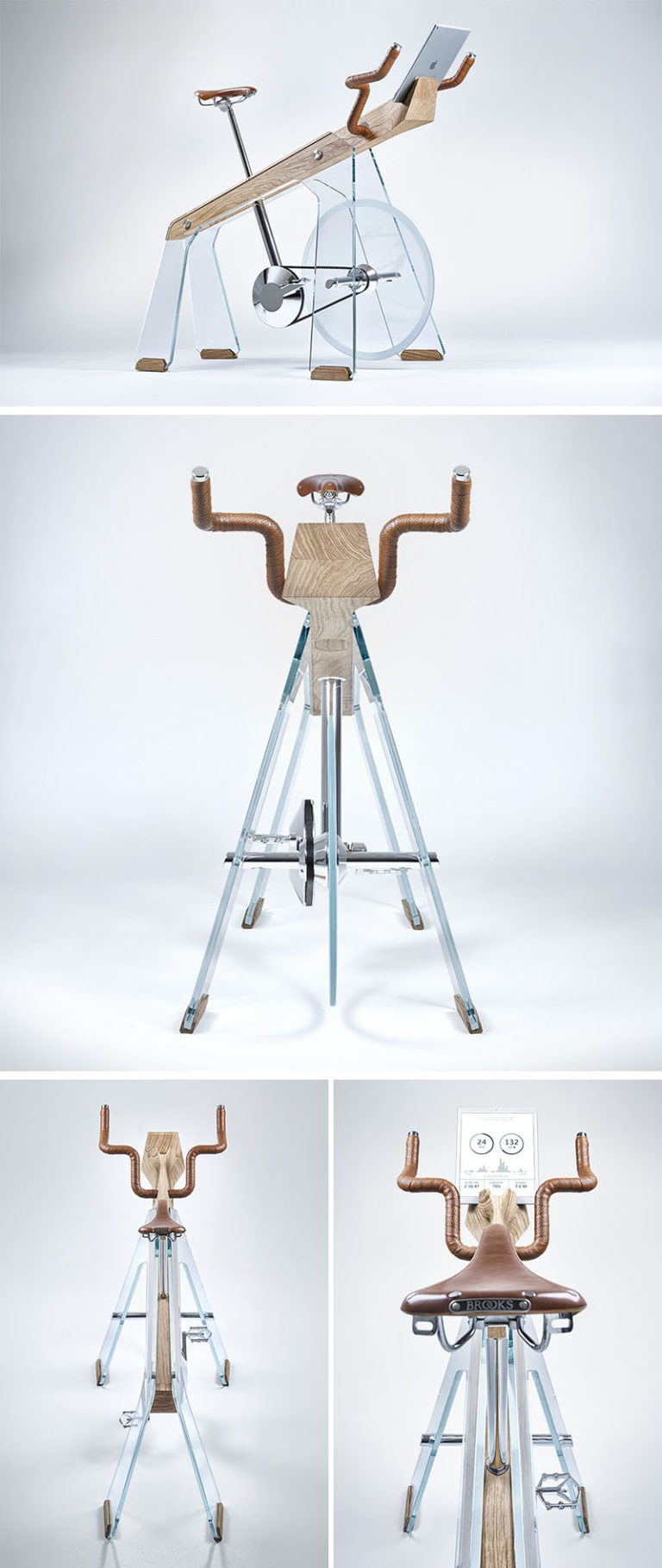 Freeride Is An Exercise Bike Made From Glass, Wood, And Steel